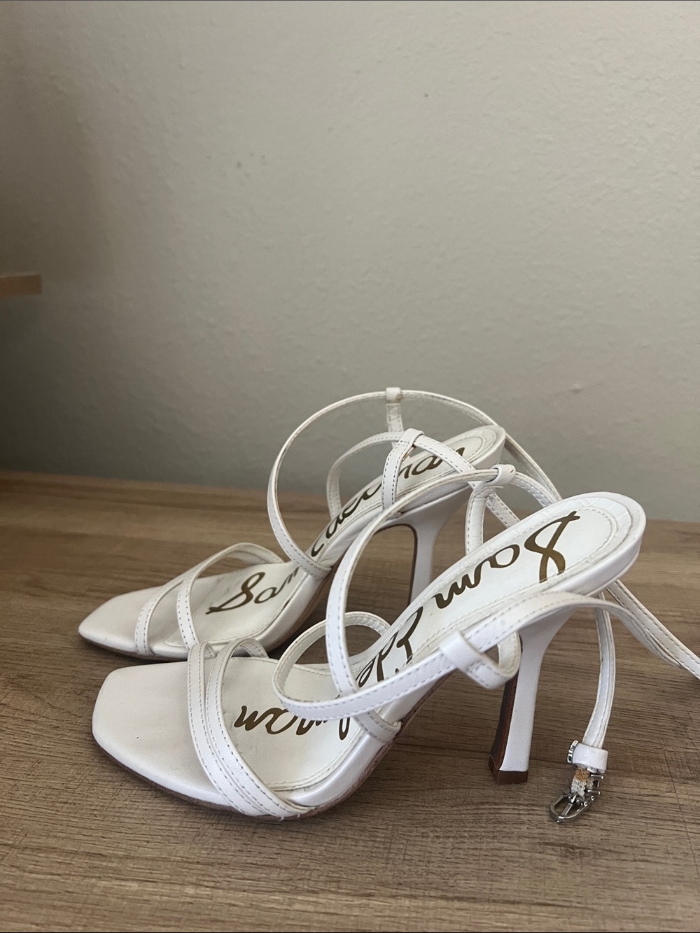 Sam Edelman White Strappy Ankle-Tie Sandals
